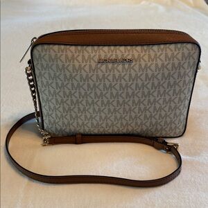 Michael Kors Beige and Brown Crossbody Bag